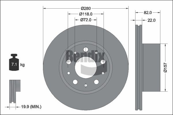 BENDIX Braking BDS2318: Stabdžių diskas Ø: 280mm, vidinis ventiliavimas, Ø: 280mm, padengta, be rato stebulės, be rato guolio, be rato tvirtinimo smeigių