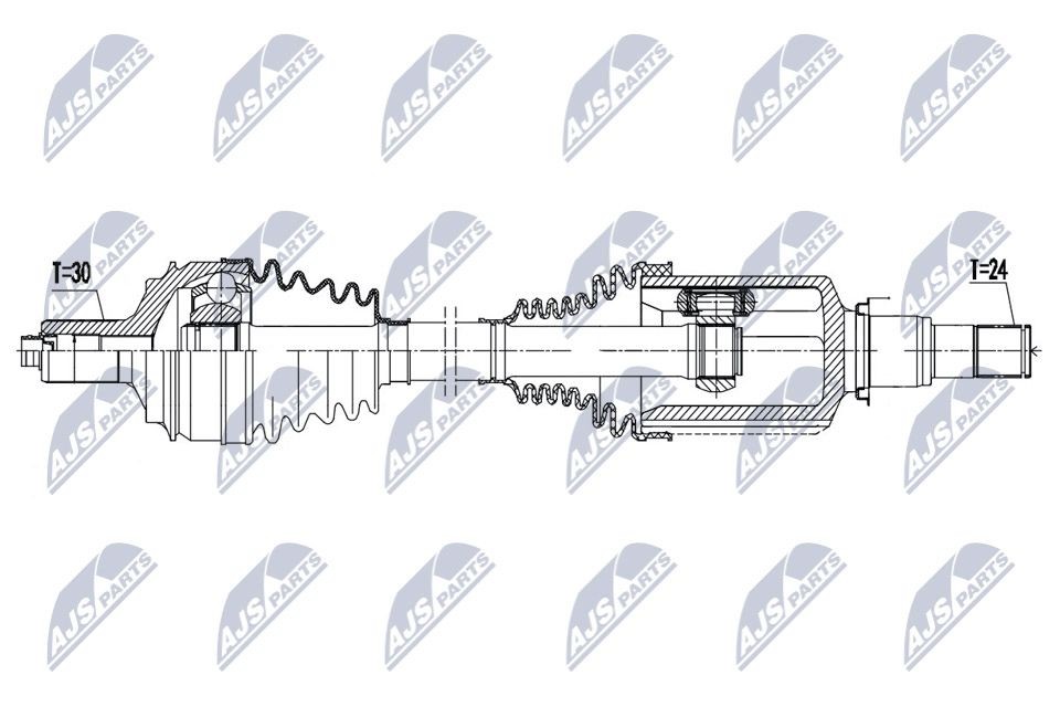 NTY NPW-ME-144: Drivaxel framaxel höger, 570mm