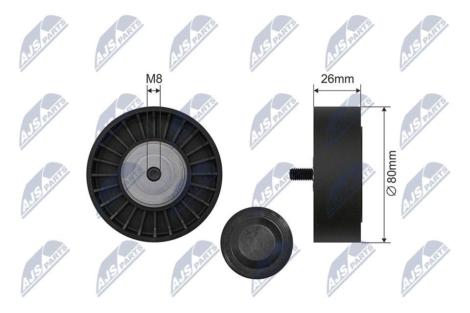 NTY RNK-CT-063: Įtempiklio skriemulys, V formos rumbuotas diržas Ø: 80mm, Ø: 80mm