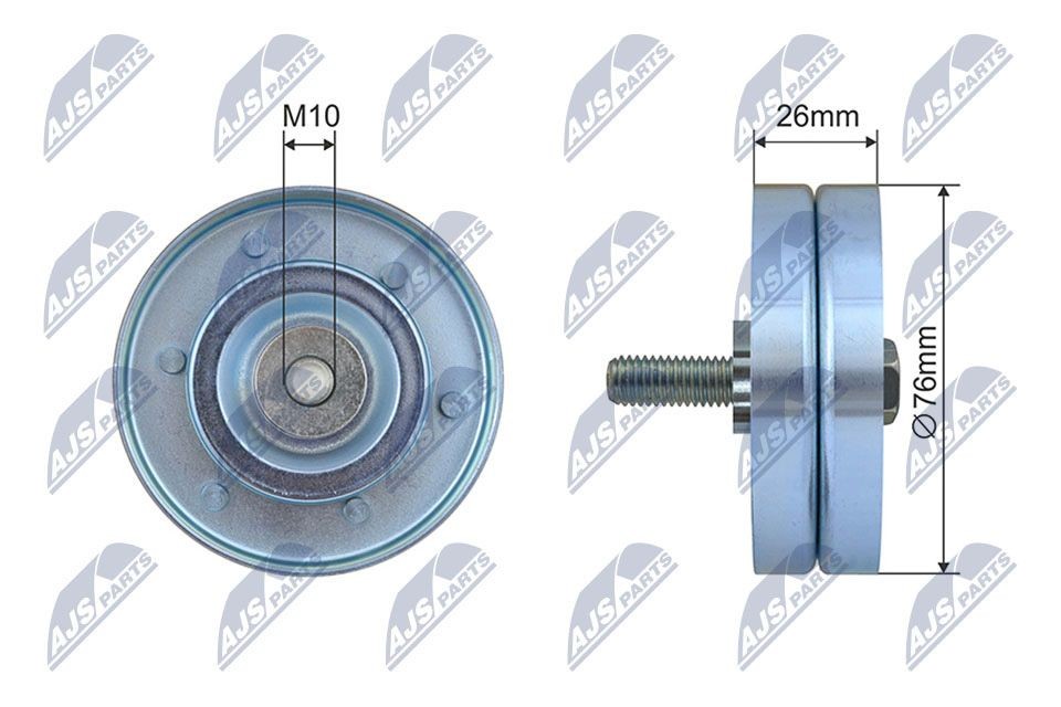 NTY RNK-PL-045: Seade- / juhtrull, soonrihm Ø: 76mm, Ø: 76mm