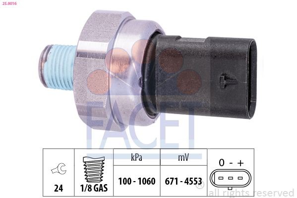 FACET 25.0016: Senzor, presiune ulei Made in Italy - OE Equivalent