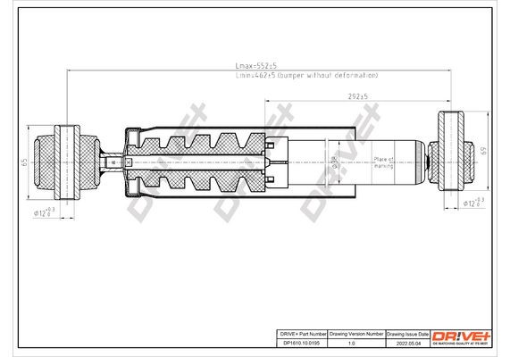 Dr!ve+ DP1610.10.0195: Amortizor puntea spate, presiune gas, Telescop - amortizor
