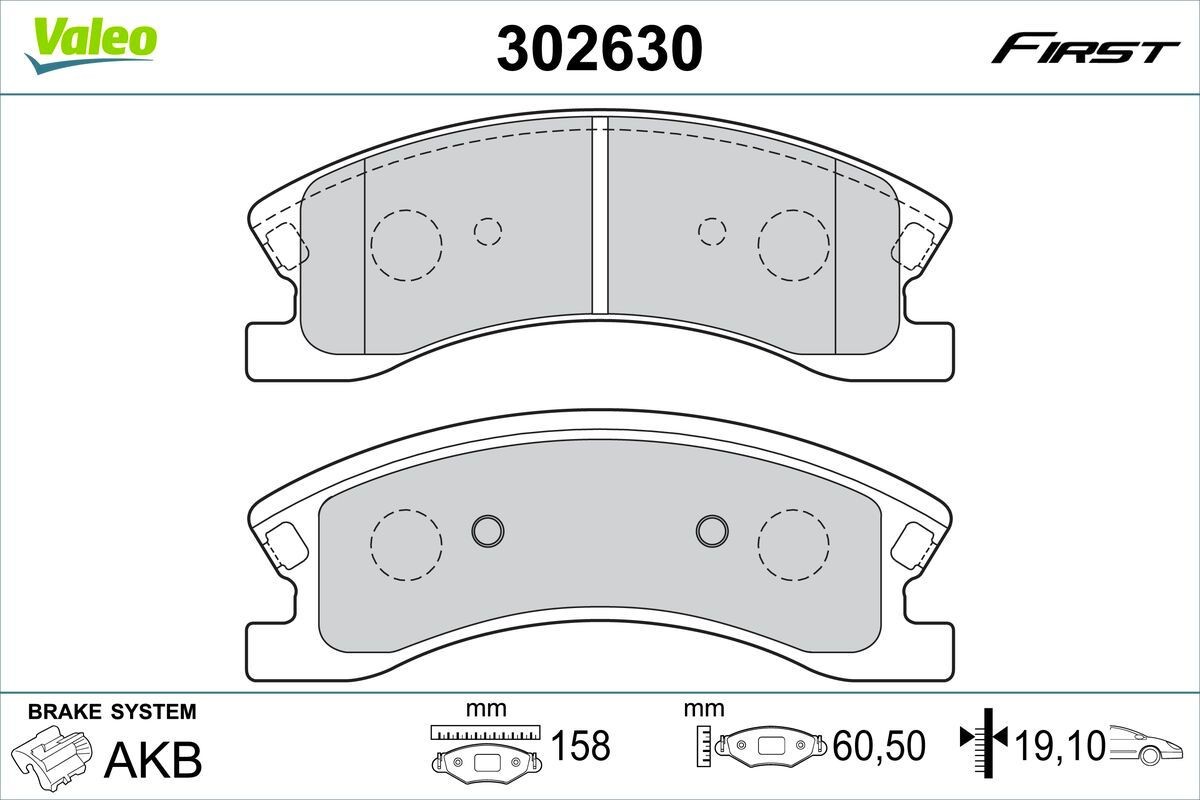 VALEO 302630: Piduriklotsid FIRST Esisild, koos kokkusurumisvastase plekiga
