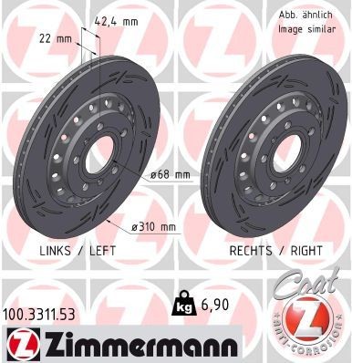ZIMMERMANN 100.3311.53: Piduriketas BLACK Z Ø: 310mm, välisõhutus, piludega, Ø: 310mm, kaetud