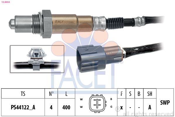 FACET 10.8604: Sonda Lambda Made in Italy - OE Equivalent cu material de prindere
