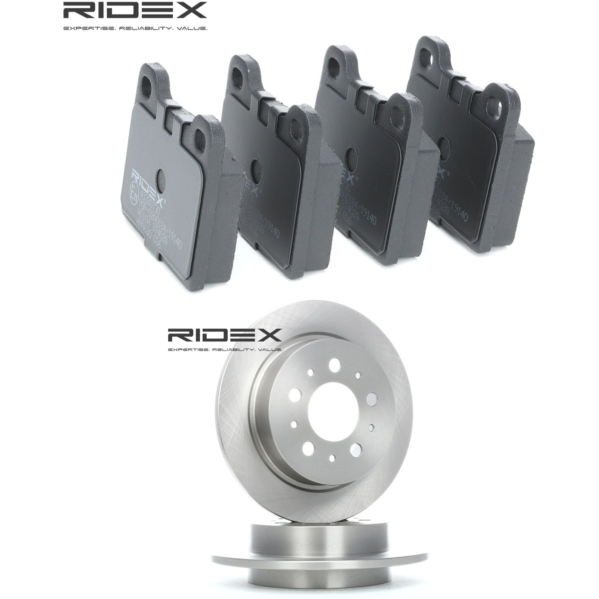 RIDEX 3405B2478: Pidurikomplekt, ketaspidur Tagasild, Ø: 265,0mm, täis
