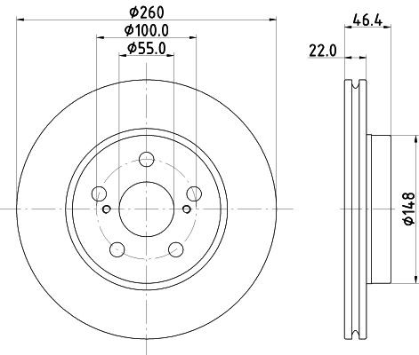 MINTEX MDC3180C: Stabdžių diskas Ø: 260mm, vidinis ventiliavimas, Ø: 260mm, padengta, be rato stebulės, be rato guolio, be rato tvirtinimo smeigių