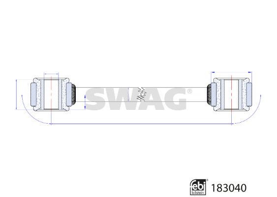 SWAG 33 10 8800: Biellette de barre stabilisatrice Essieu arrière gauche, Essieu arrière droit, 288mm, Acier
