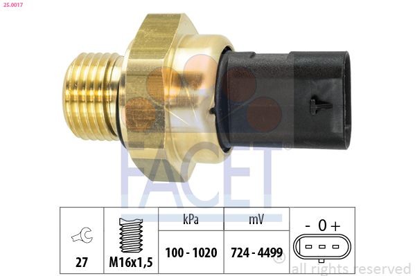 FACET 25.0017: Senzor, presiune ulei Made in Italy - OE Equivalent