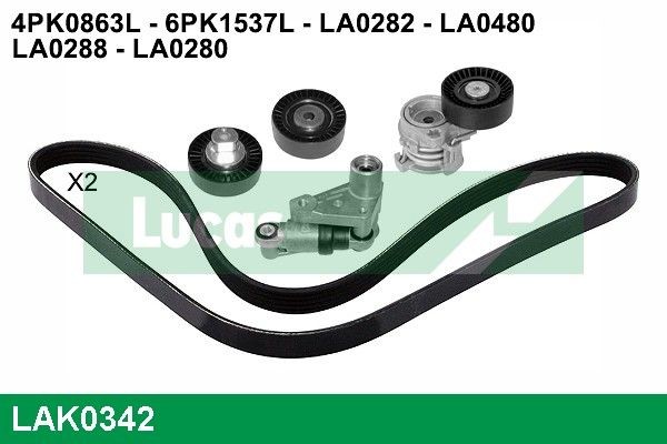LUCAS LAK0342: V formos rumbuotas diržas, komplektas