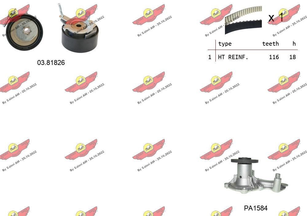 AUTOKIT 04.5352PA: Pompă apă + kit distribuție dinti: 116