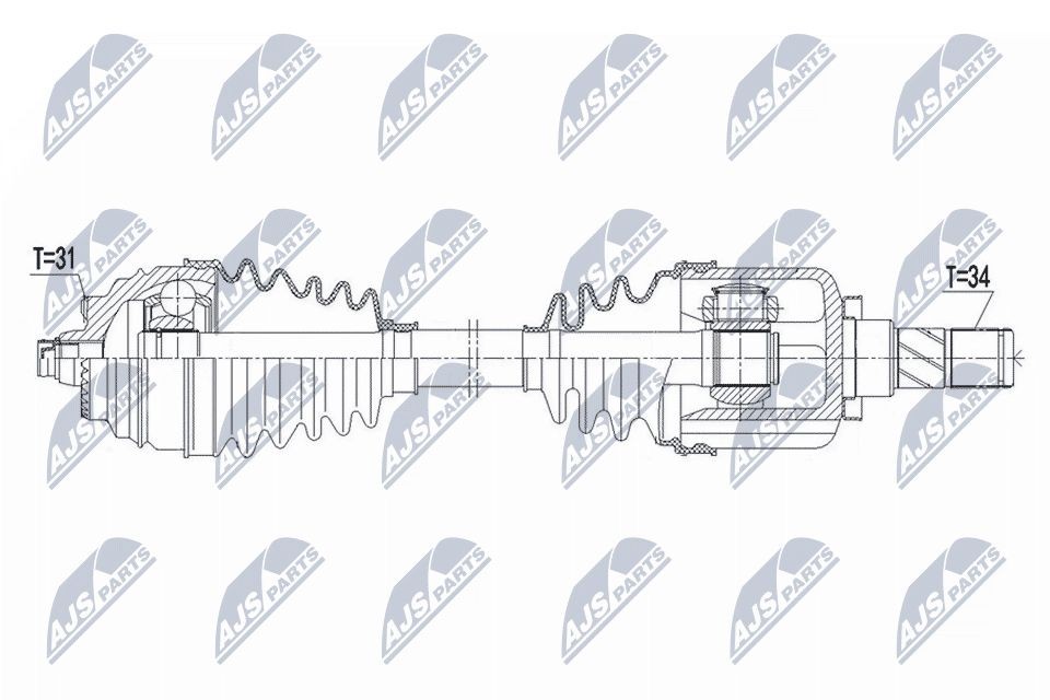 NTY NPW-BM-164: Árbol de transmisión Eje delantero, izquierda, 527mm