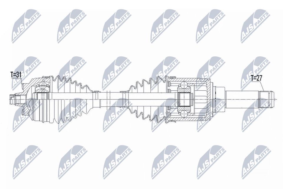 NTY NPW-BM-165: Semiasse Assale posteriore Sx, Assale posteriore Dx, 733mm