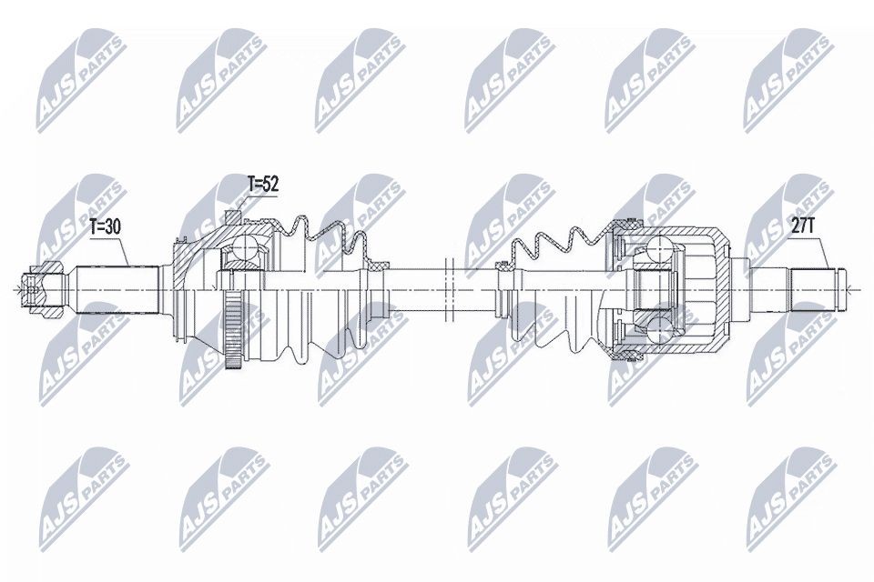 NTY NPW-HY-601: Arbre de transmission Essieu arrière gauche, Essieu arrière droit, 830mm