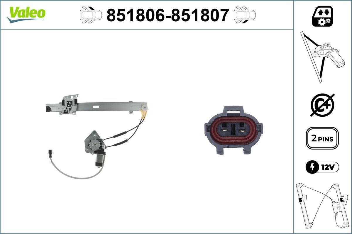 VALEO 851806: Mecanism actionare geam fata stanga, electric, cu motor electric