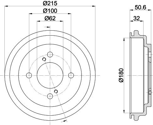 MINTEX MBD438: Bremžu trumulis 215mm, bez riteņa rumbas, bez riteņa rumbas gultņa, bez riteņu stiprināšanas skrūvēm