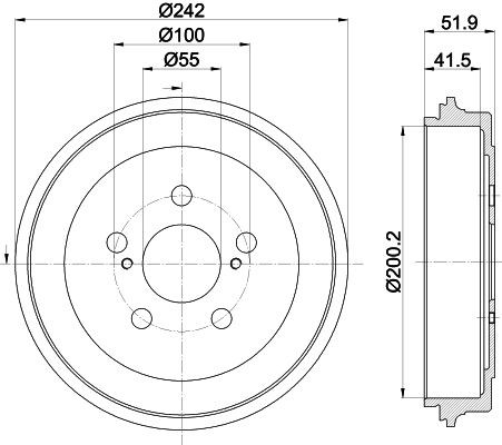 MINTEX MBD439: Piduritrummel 242mm, ilma rattakeskmeta, ilma rattalaagrita, ilma rattakinnituspoltideta