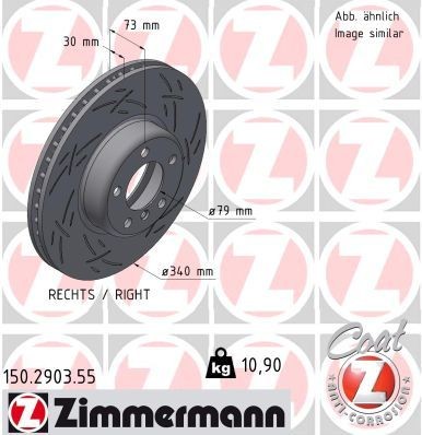 ZIMMERMANN 150.2903.55: Piduriketas BLACK Z Ø: 340mm, sisemine õhutus, piludega, Ø: 340mm, kaetud