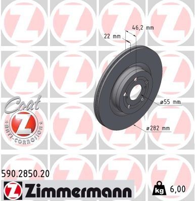 ZIMMERMANN 590.2850.20: Piduriketas COAT Z Ø: 282mm, sisemine õhutus, Ø: 282mm, kaetud