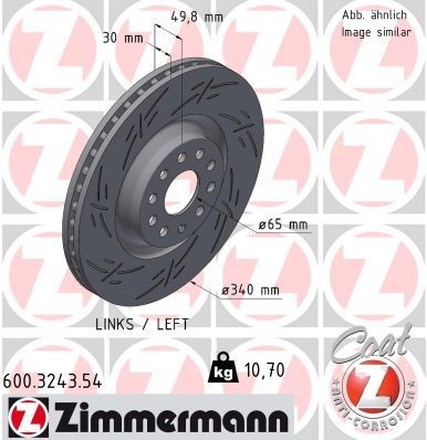 ZIMMERMANN 600.3243.54: Piduriketas BLACK Z Ø: 340mm, sisemine õhutus, piludega, Ø: 340mm, kaetud