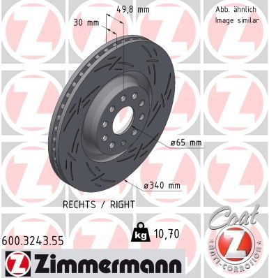 ZIMMERMANN 600.3243.55: Piduriketas BLACK Z Ø: 340mm, sisemine õhutus, piludega, Ø: 340mm, kaetud