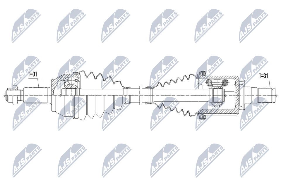 NTY NPW-LR-021: Drivaxel framaxel vänster, 596mm