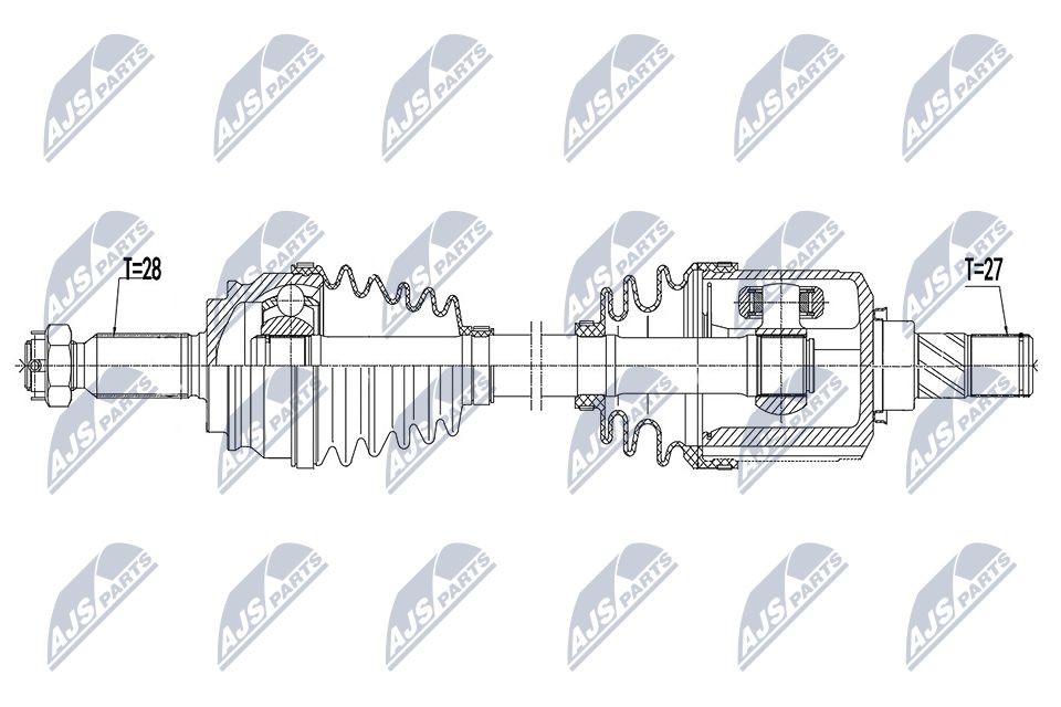 NTY NPW-MS-073: Полуоска на предната ос отляво, 650mm