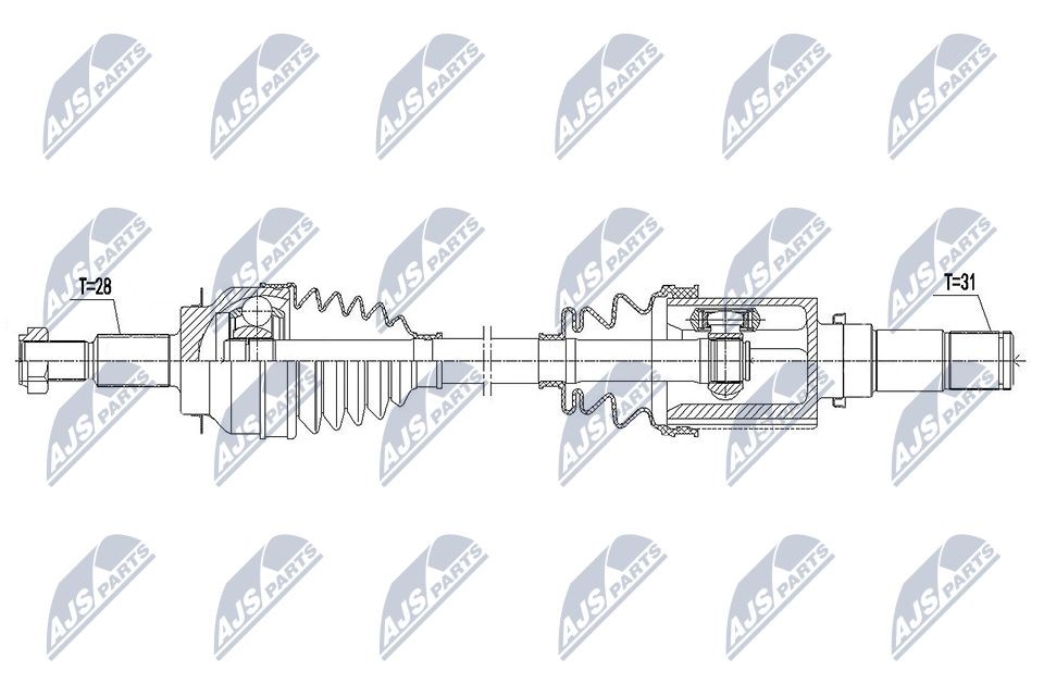 NTY NPW-MZ-078: Drivaksel framaksel venstre, 620mm