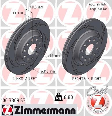 ZIMMERMANN 100.3309.53: Piduriketas BLACK Z Ø: 310mm, välisõhutus, piludega, Ø: 310mm, kaetud
