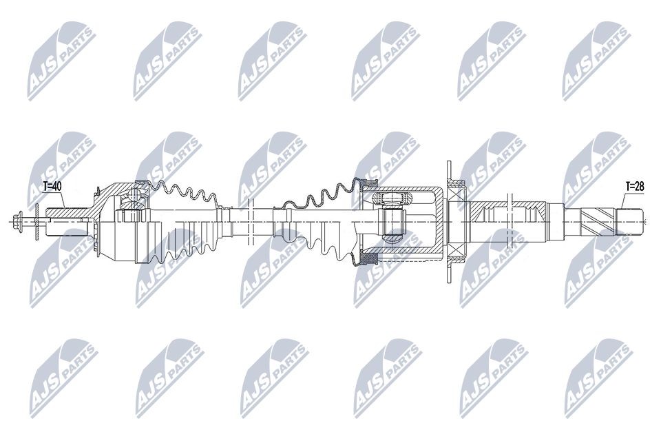NTY NPW-VV-145: Hnací hřídel pravá přední náprava, 947mm