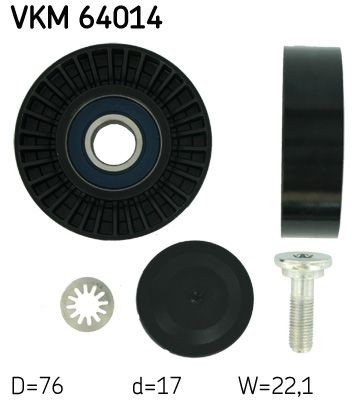 SKF VKM 64014: Szíjtárcsa / vezetőgörgő, hosszbordás szíj Ø: 76mm