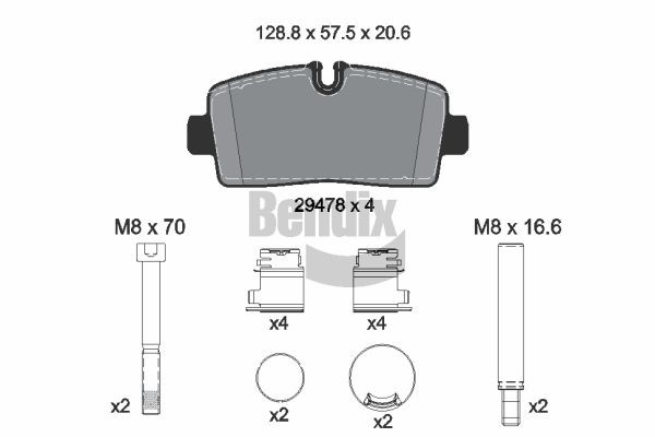 BENDIX Braking BPD2521: Juego de pastillas de freno con accesorios, con tornillos pinza freno