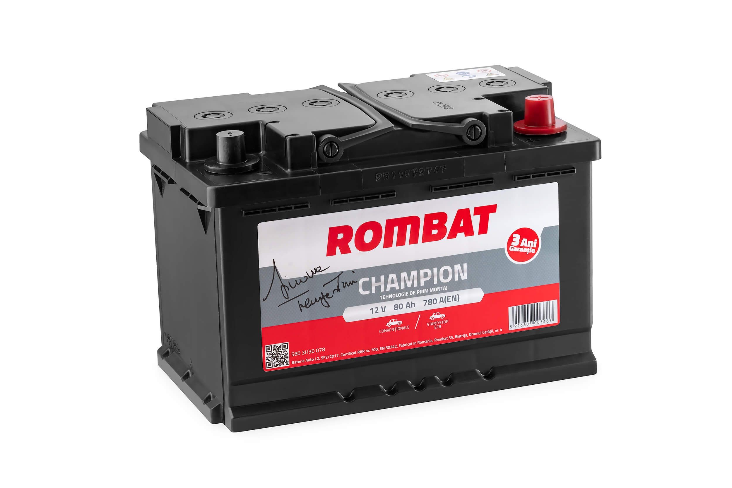 ROMBAT 580 3H30 078: Starterio akumuliatorius CHAMPION EFB