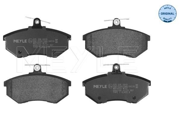 MEYLE 025 206 6919: Piduriklotsid Esisild, koos kokkusurumisvastase plekiga, ORIGINAL Quality