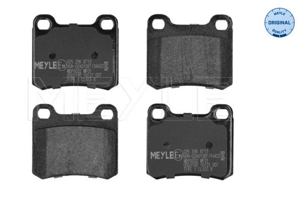 MEYLE 025 206 8713: Piduriklotsid Tagasild, koos kokkusurumisvastase plekiga, ORIGINAL Quality