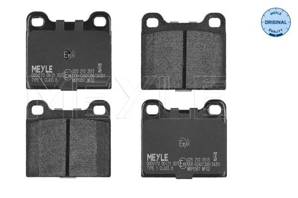 MEYLE 025 210 3515: Piduriklotsid Tagasild, koos kokkusurumisvastase plekiga, ORIGINAL Quality