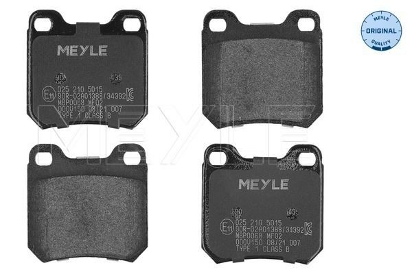 MEYLE 025 210 5015: Piduriklotsid Tagasild, koos kokkusurumisvastase plekiga, ORIGINAL Quality