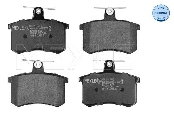 MEYLE 025 211 4416: Plaquettes de frein Essieu arrière, avec tôle anti-bruit, ORIGINAL Quality