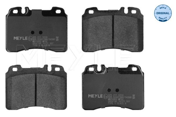 MEYLE 025 211 5316: Piduriklotsid Esisild, koos kokkusurumisvastase plekiga, ORIGINAL Quality