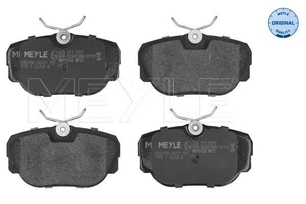 MEYLE 025 211 7317: Piduriklotsid Esisild, koos kokkusurumisvastase plekiga, ORIGINAL Quality