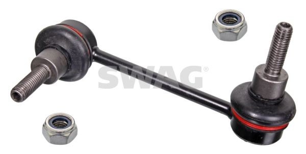 SWAG 60 91 9867: Brat / bieleta suspensie, stabilizator Axa fata stanga, 127mm, Otel, cu piulițe