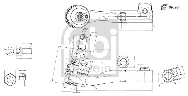 FEBI BILSTEIN 186264: Cap de bara Axa fata stanga, 149mm, cu piuliță de siguranță