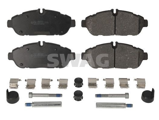 SWAG 33 11 0386: Plăcuțe de frână punte fata, cu tabla anti scartait, cu material de prindere