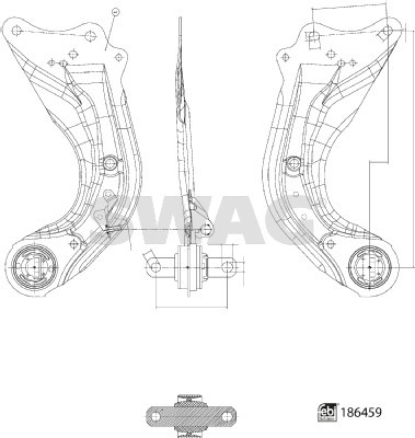 SWAG 33 11 0404: Braccio oscillante, sospensione ruota Assale posteriore Sx, Lamiera d'acciaio, con supporto/cuscinetto