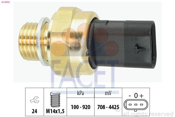 FACET 25.0003: Sensor, presión de aceite Made in Italy - OE Equivalent