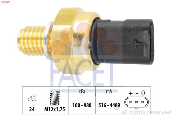 FACET 25.0009: Senzor, presiune ulei Made in Italy - OE Equivalent
