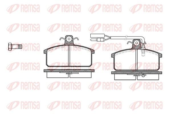 REMSA 0128.12: Plaquettes de frein Essieu avant, avec accessoires, avec ressort, avec feuille collante, avec vis/boulons