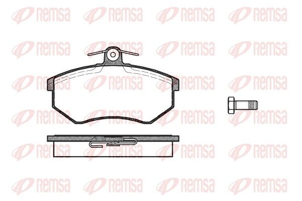 REMSA 0134.00: Kit pastiglie freni Assale anteriore, con accessori, con molla, con foglio adesivo, con bulloni/viti
