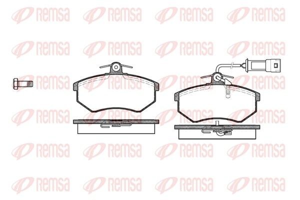 REMSA 0134.02: Plaquettes de frein Essieu avant, avec accessoires, avec ressort, avec feuille collante, avec vis/boulons