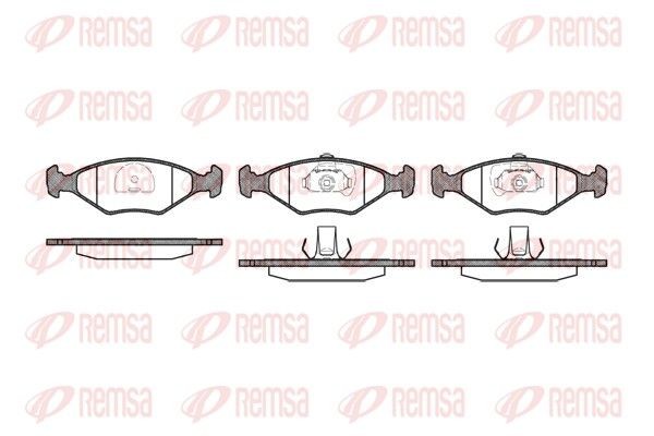 REMSA 0281.40: Kit pastiglie freni Assale anteriore, con accessori, con molla, con foglio adesivo